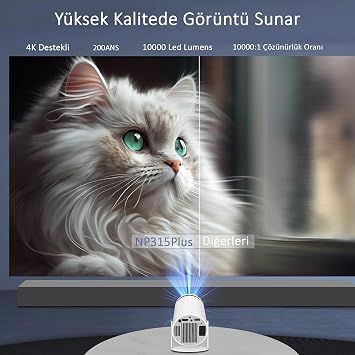 NPO NP315Plus 4K Android11 BT5.0 Wifi6 200ANSI Lumen IOS/Android Portable Smart LED Projection