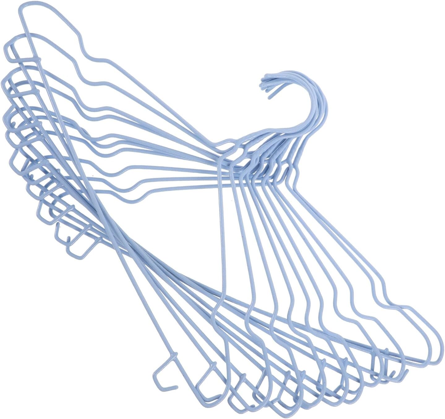 Gadpiparty Non-Slip Clothes Hangers for Household Use 10pcs Blue Plastic-Coated Stainless Steel Hangers with Grooved Design and Hooks for Home Closet Organization