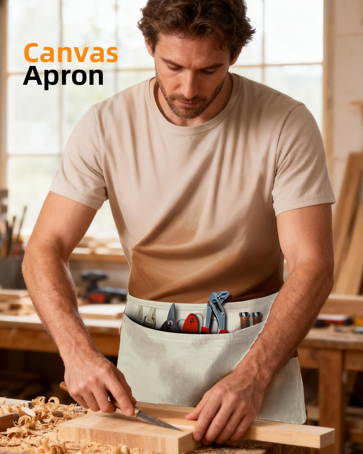Canvas Work Waist Apron with 3 Pockets - Image 3