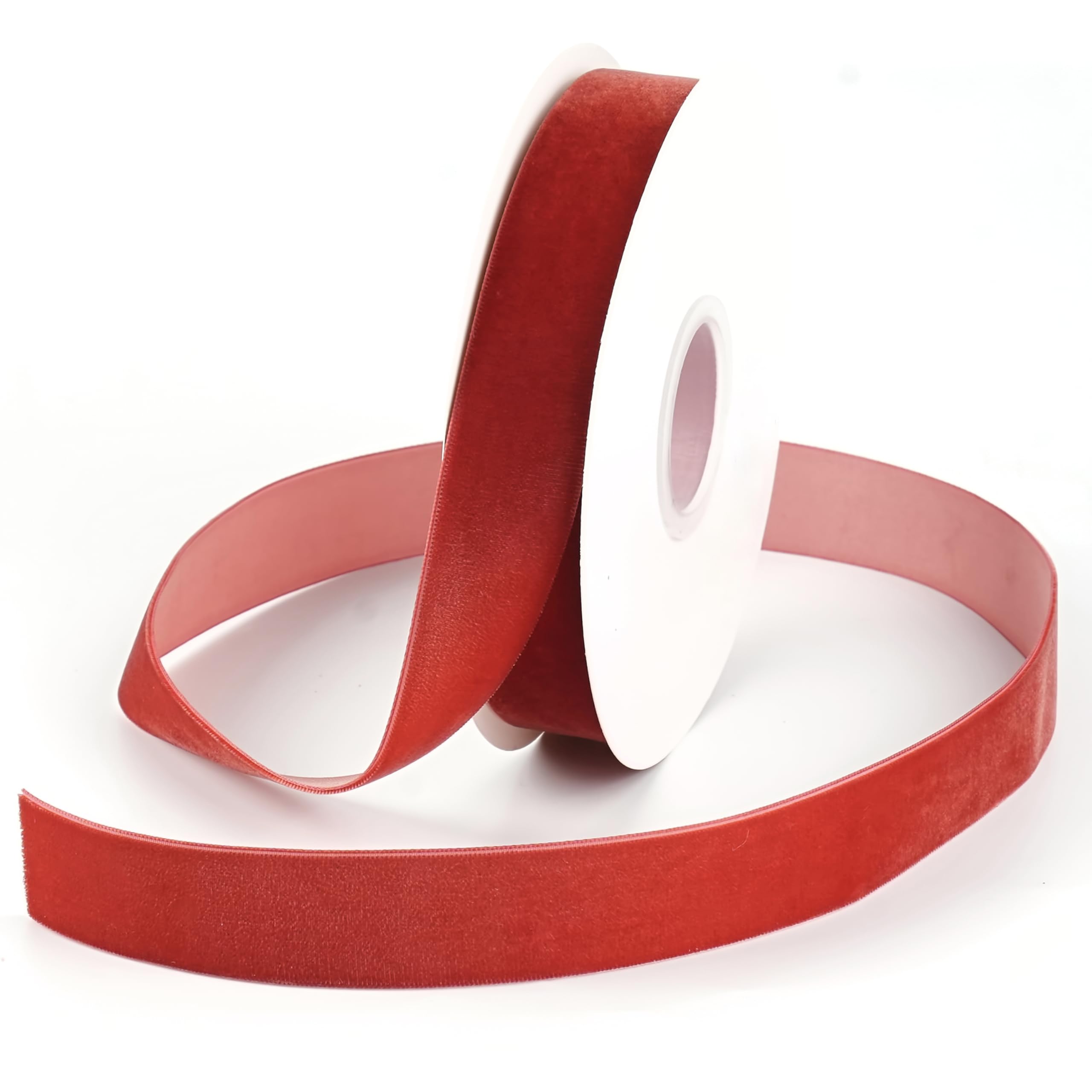 Ruban De Velours Rouge Et Vert 2,5 Cm X 20 M - Pour Noël, Mariage, Bouquets - Décoration Cadeau Luxueux