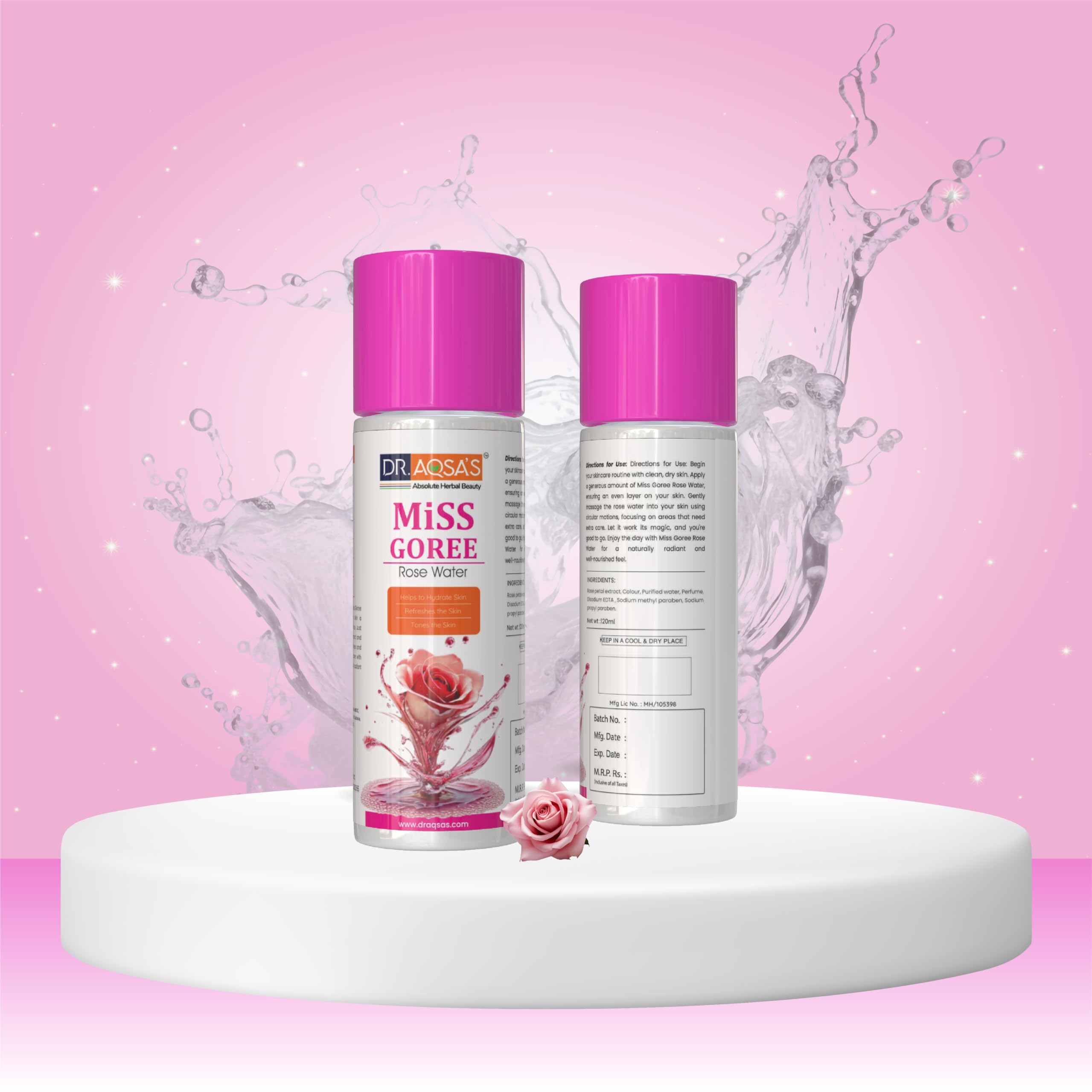 Dr.Aqsa Herbal Miss Goree Rose Water/Face Toner | Restores Skin's pH Levels | Hydrates & Moisturises Skin | For Men & Women | 120 ML 2