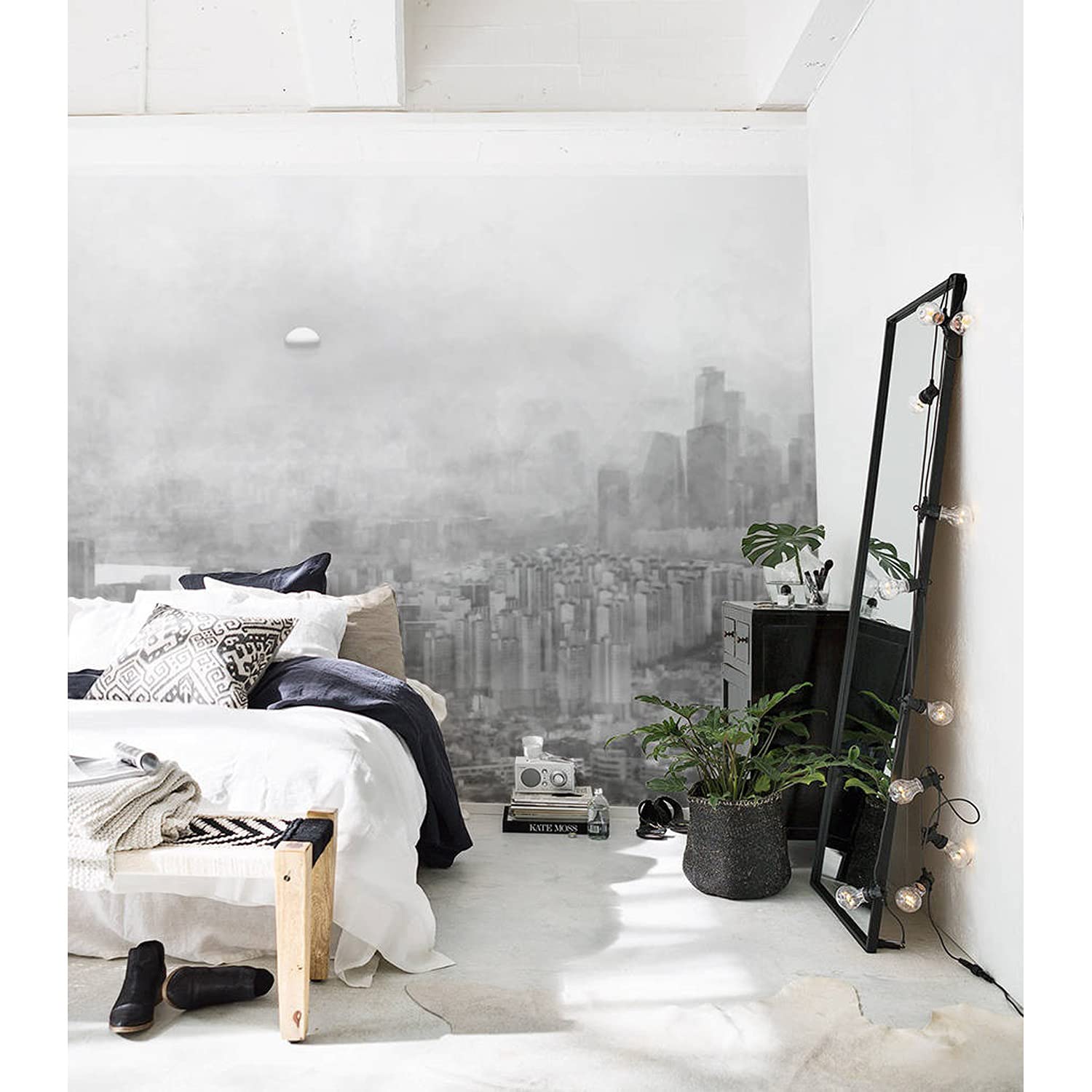 Papier peint intissé chambre et salon 152x104cm décor résumé de la ville