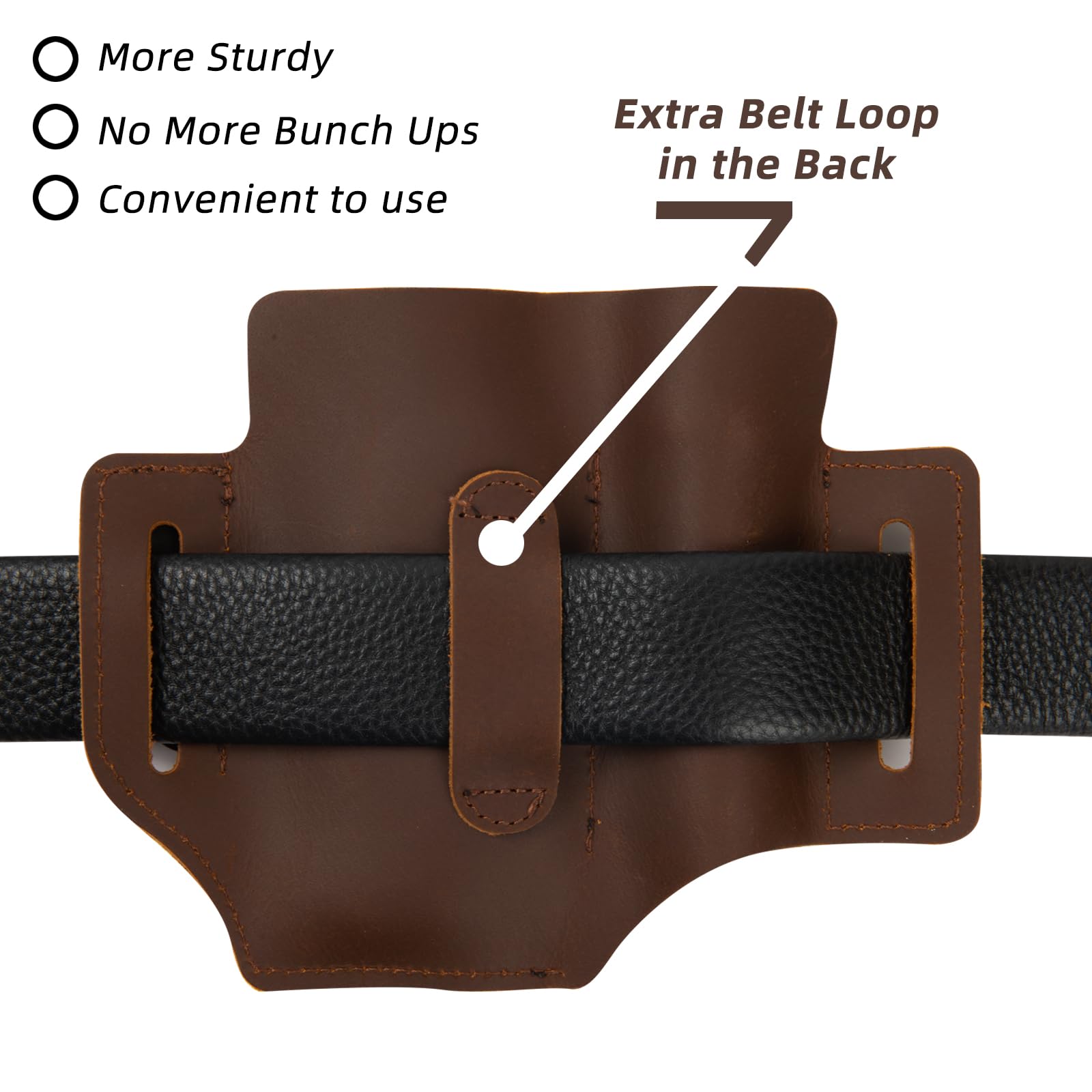 Leather Multitool Sheath - Brown EDC Belt Organizer With Flashlight Holder, Key Clip, Pen Loop