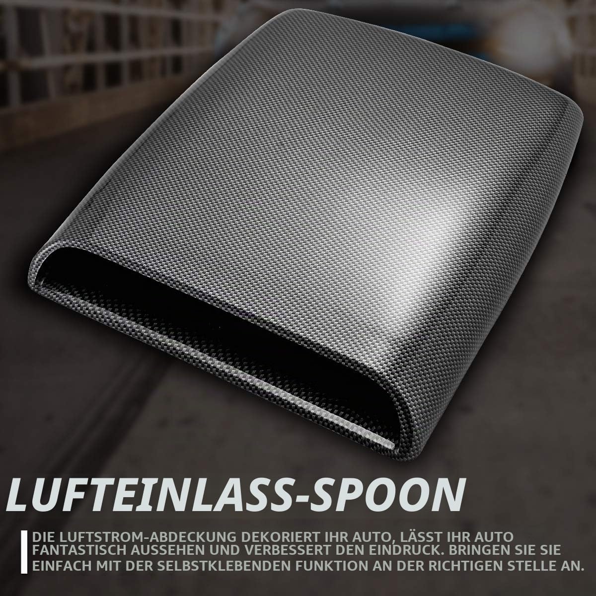 KATUR Universal Car Dekorative Luftstrom Einlasshaube Scoop Vent Turbo Bonnet Abdeckung Carbon Friber