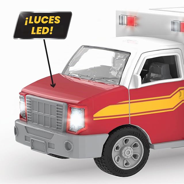 Foto 6 de 6 de Driven by Battat - Ambulancia, 21cm - Ambulancia de Juguete - Camión De Juguete con Luces Y Sonido