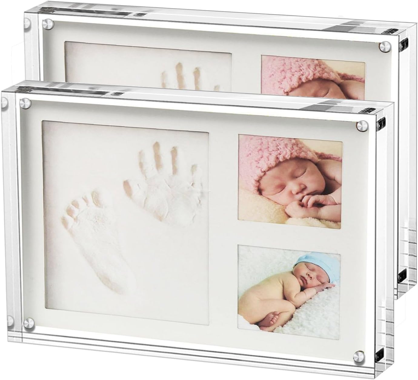 Boxalls Marcos de Fotos Acrílico 9 x 13 cm - Pack de 2 uds, Marco Transparente Metacrilato Doble Cara, Marcos de Cristal para Retrato Sin Marco para Escritorio, Habitación y Oficina