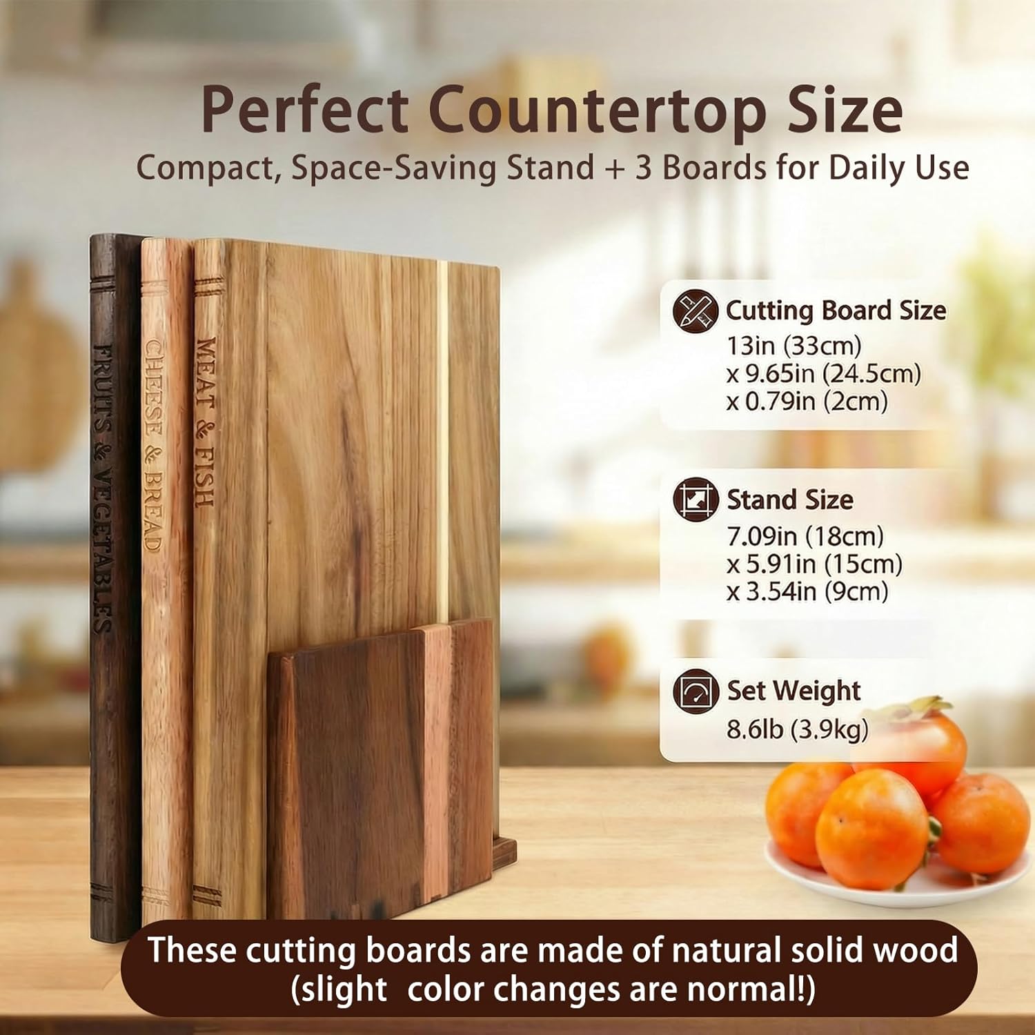 Solid Acacia Wooden Cutting Boards That Look Like Books, Decorative Book Shaped Cutting Board Library Set for Kitchen, Unique Gift for Book Lovers & Home Cooks (Mixed color 4)