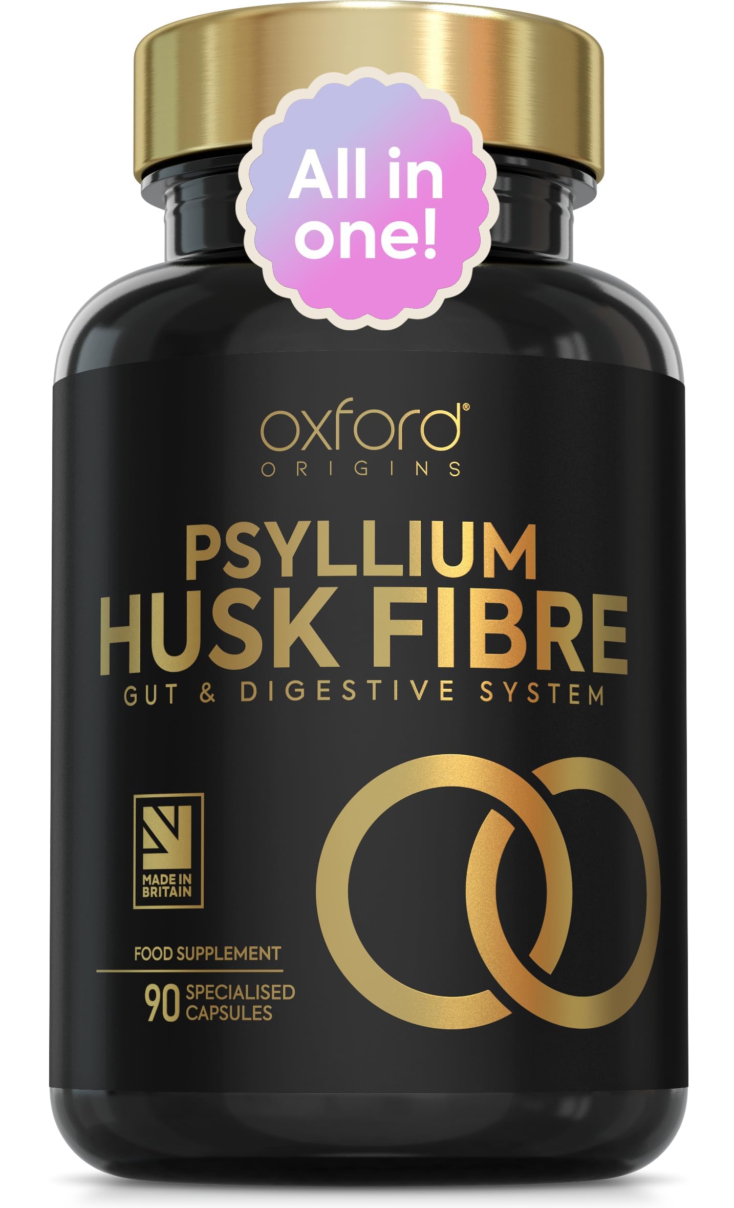Advanced Psyllium Husk Fibre Supplement 4200mg | Made in The UK | 2 per Day Psyllium Husks Capsules w/Inulin & Probiotics | Natural Laxatives for Constipation Relief for Adults | 90 Capsules