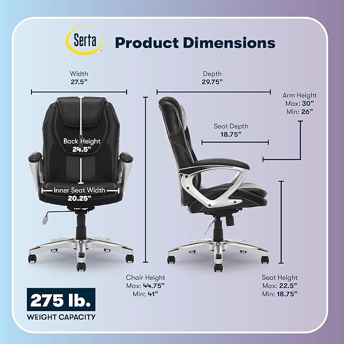 Silla De Oficina Ejecutiva Ergonómica Con Ajuste Y Apoyo Lum miniatura 3