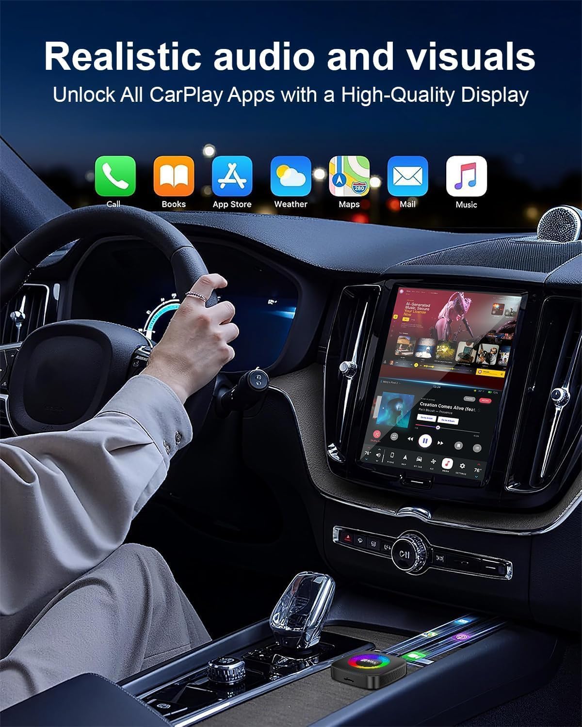 Wireless Carplay Adapter for iPhone Ai Magic Box with Netflix/YouTube Supports TF/Card Dongle Plug and Play Easy Setup Carplay & Android Auto Video Entertainment for iOS 10+ Radio Accessories — view 5