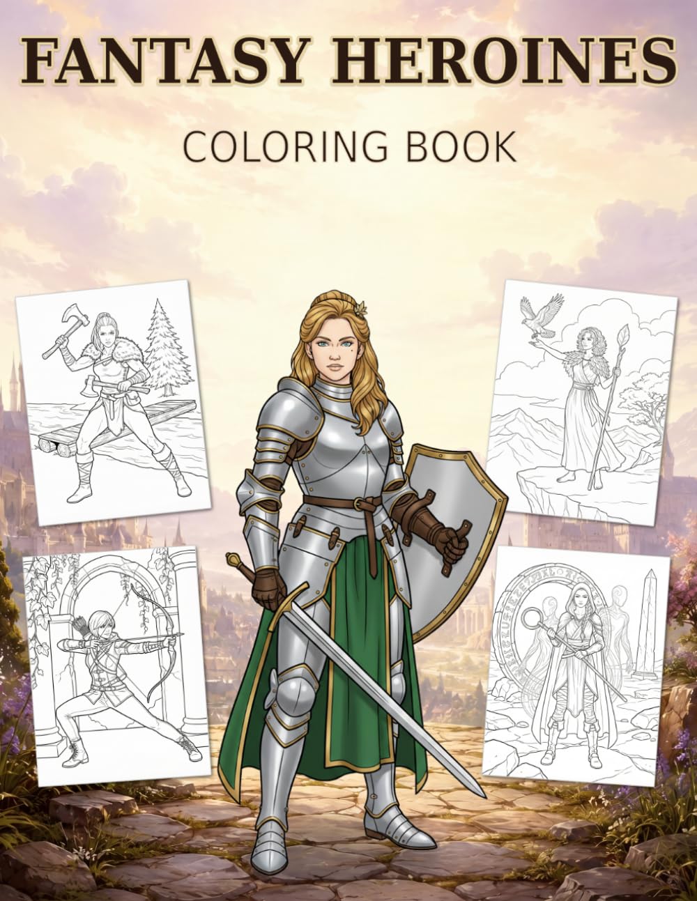 Fantasy Heroines Coloring Book: 40 Unique Fantasy Illustrations • 8 Iconic Classes • Single-Sided Pages for Teens & Adults (Fantasy Heroes and Heroines Coloring Books)