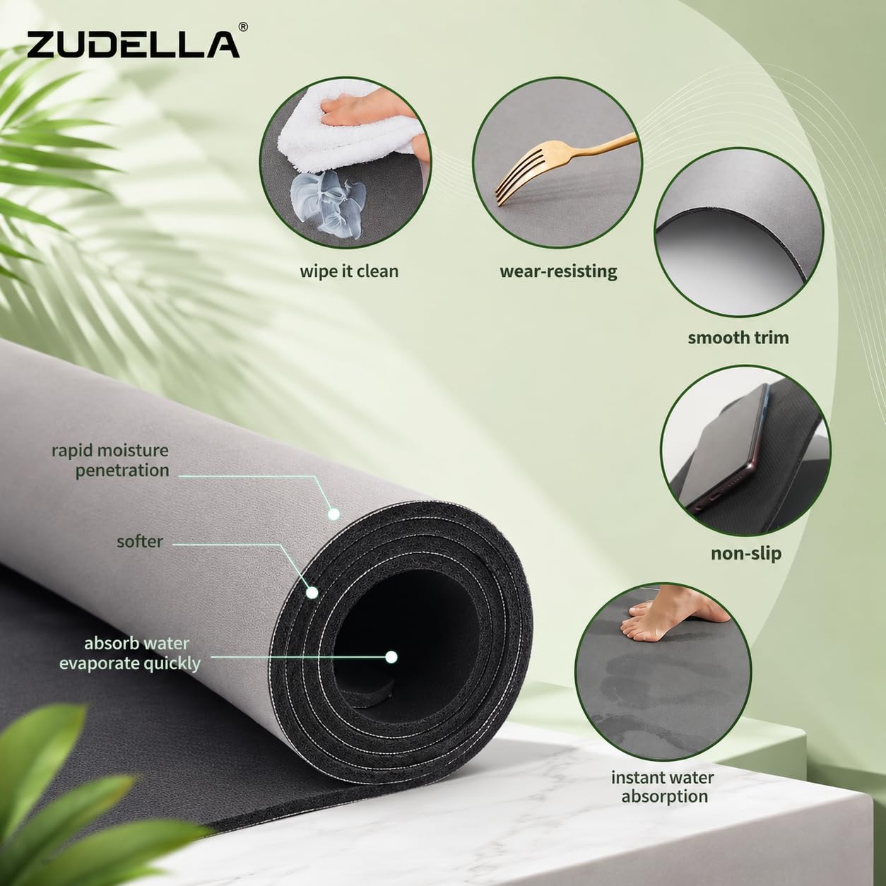 ZUDELLA Rubber Kitchen Mats - Non-Slip & Comfortable -3 ZUDELLA Rubber Kitchen Mats - Non-Slip & Comfortable -3