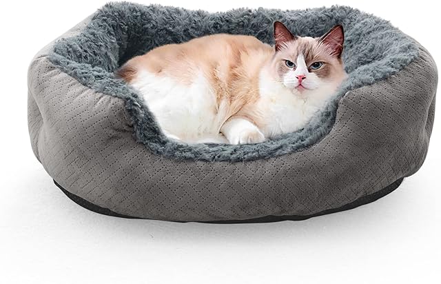 JOEJOY Dog Bed Small Washable - Pet Beds for Dogs | Indoor Cat Beds | Puppy Beds for Small Dogs | Soft and Cozy Plush Dog Bed | Anti Anxiety Dog Beds with Non-Slip Bottom, Grey, 20in
