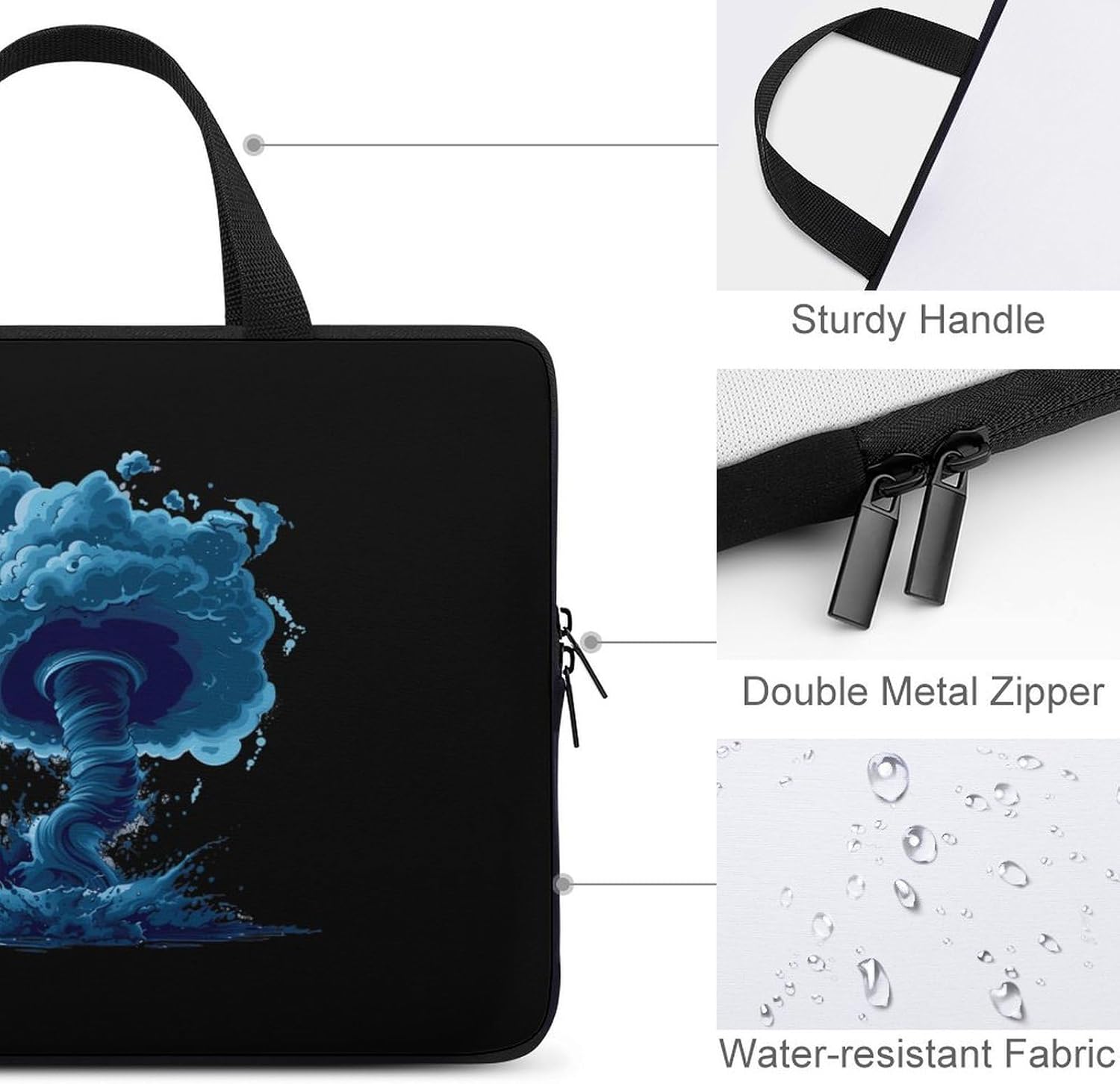 Storm Tornado Hurricane Laptop Bag Print Computer Sleeve Case Protector Briefcase Totes for Women Men