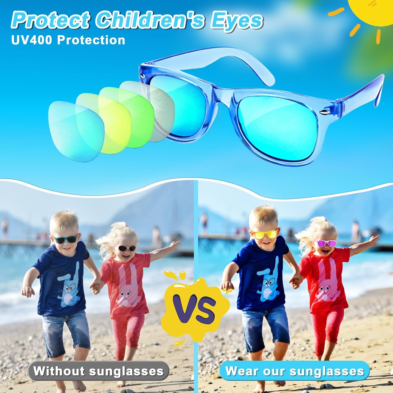 Kids Sunglasses Bulk Party Favors - 40 Pack Neon Sunglasses for Kid Age 3-8
