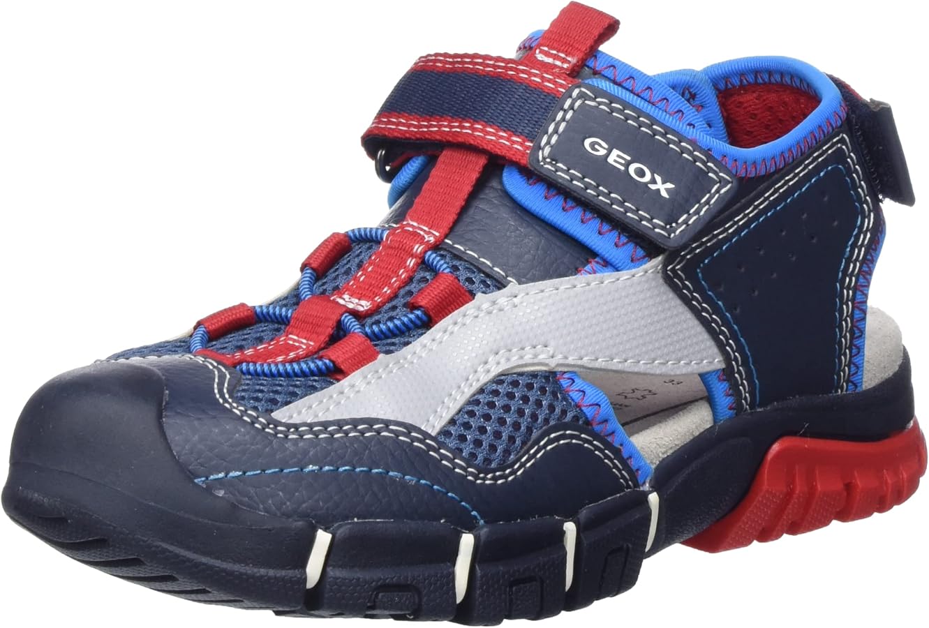 Geox Boys Jr Snake2.1 Sneakers - Breathable Leather Kids Shoes With Hook & Loop Strap - View #3