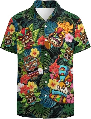 KYBATE Camisas casuales con botones para hombre, camisa hawaiana de manga corta para hombre, camisas de playa de verano, camisas divertidas de fiesta