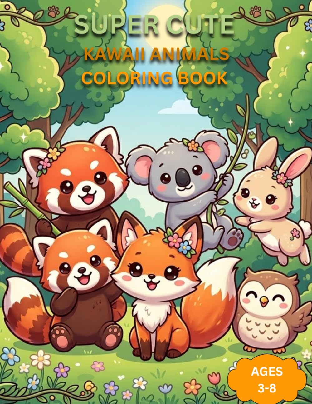 Cute Kawaii Animals Coloring Book: 50 Super Cute Baby Animals for Kids Ages 3-8, Fun and Easy Coloring Pages for Creativity