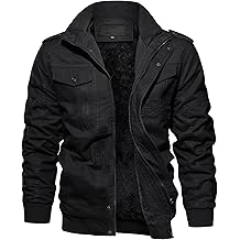 Men's Winter Jacket with Multi Pockets Zip Front Thick Thermal Fleece Lined Coat Work Cargo Jacket for Men