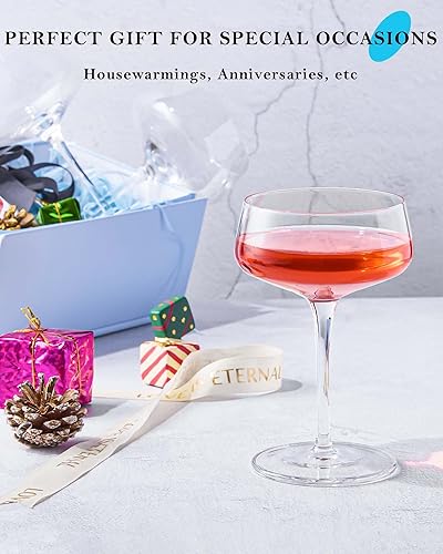 Miniatura 9 de JBHO Vasos de Martini, juego de 4 vasos de cristal de 10 onzas, vasos de cóctel grandes y elegantes, copas de champán sopladas a mano para Espresso