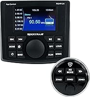 Vista 1 de Rockville RGHR-ZA - Receptor de medios digitales de 4 zonas, 72 W, control de aplicación Bluetooth, control remoto con cable, IP66 impermeable