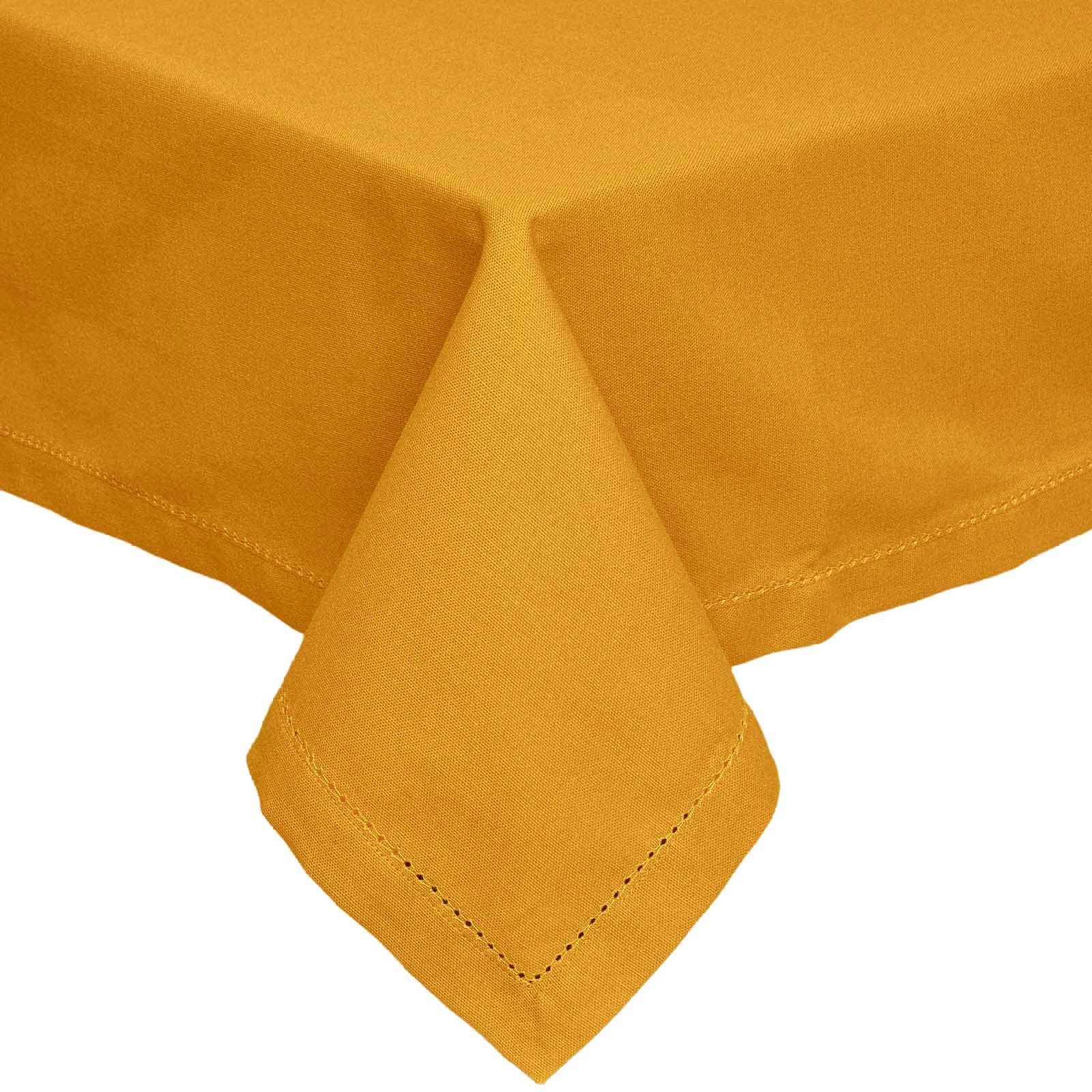 Homescapes Mustard Plain Cotton Tablecloth, 178Cm X 300Cm In