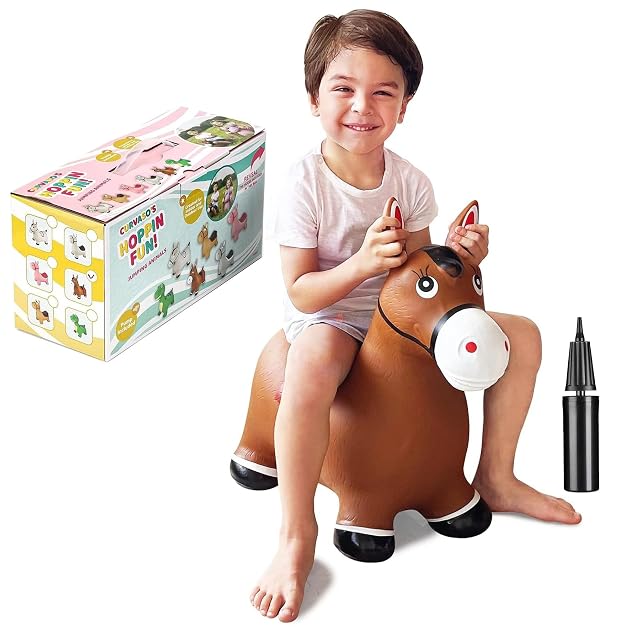Curvaso PA1604 - Tolva inflable con diseño de caballo marrón, juguete divertido para niños y niñas…