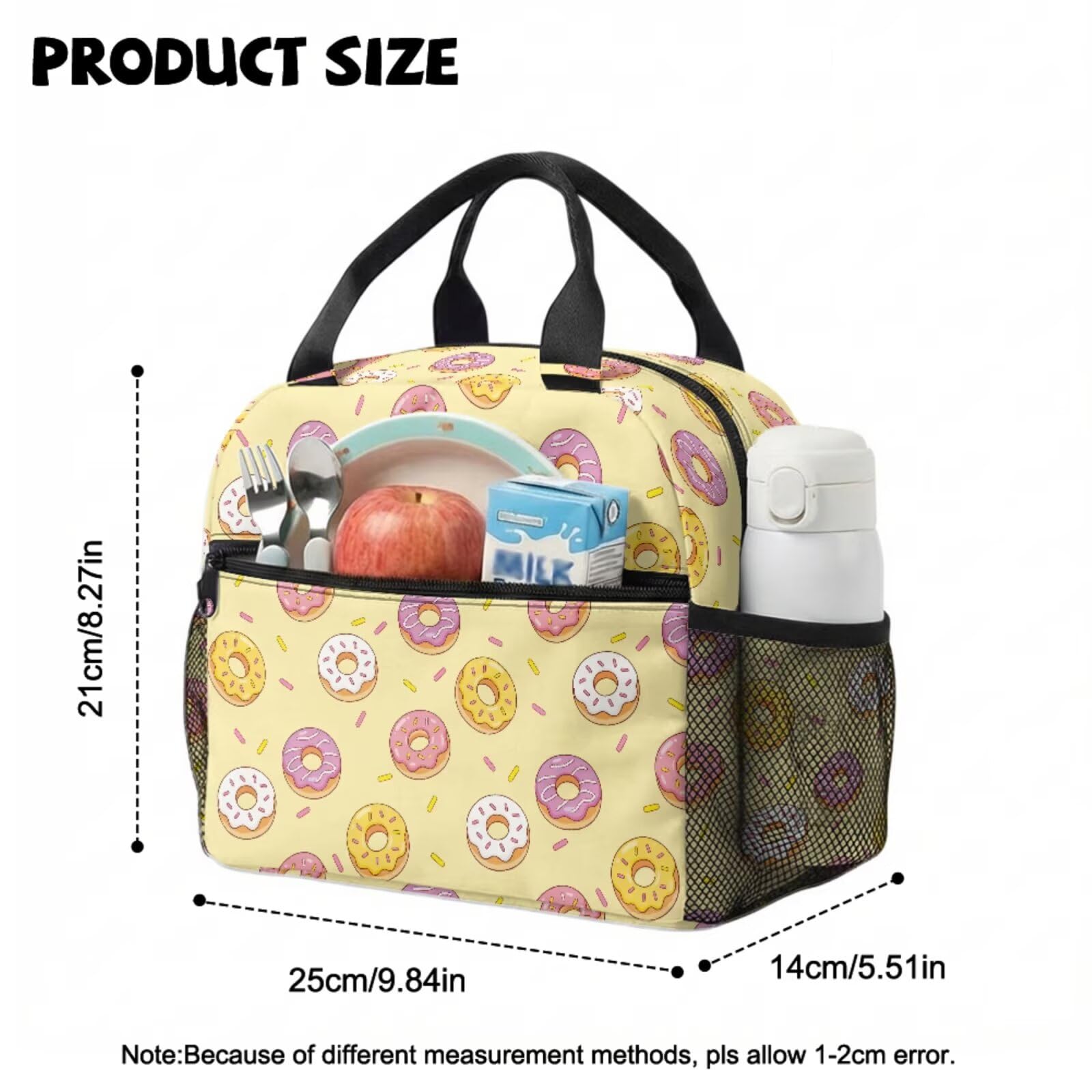 COEQINE Zaino personalizzato per bambini ragazze 6-7 con scatola per il pranzo borsa scuola prescolare per ragazze 4-5 asilo Daypack, Ciambella Giallo Carino, M, Casual