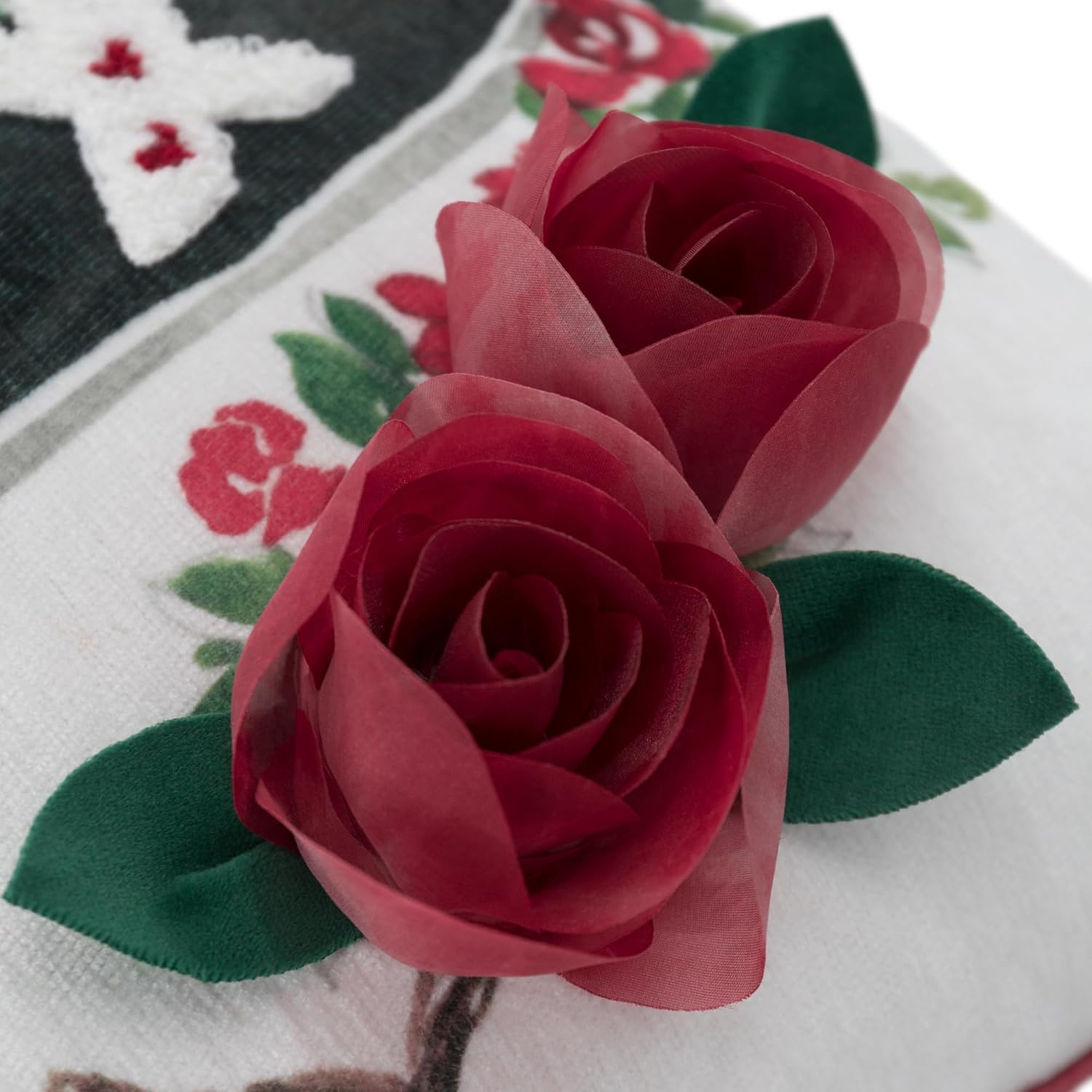 KINGROSE 3D Rose Valentines Day Throw Pillow Cover Embroidery XOXO Cushion Cover Heart Holiday Decorative Pillow Case for Sofa Couch Bedroom Living Room Red 18 X 18 Inches