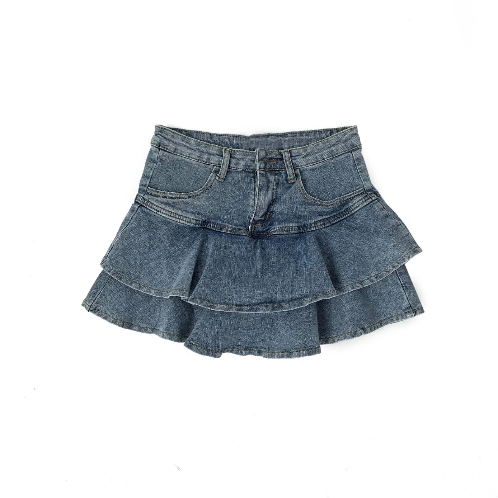 Pantaloncini con gonna in denim vintage Mini jeans da donna estivi a vita alta lavati a trapezio