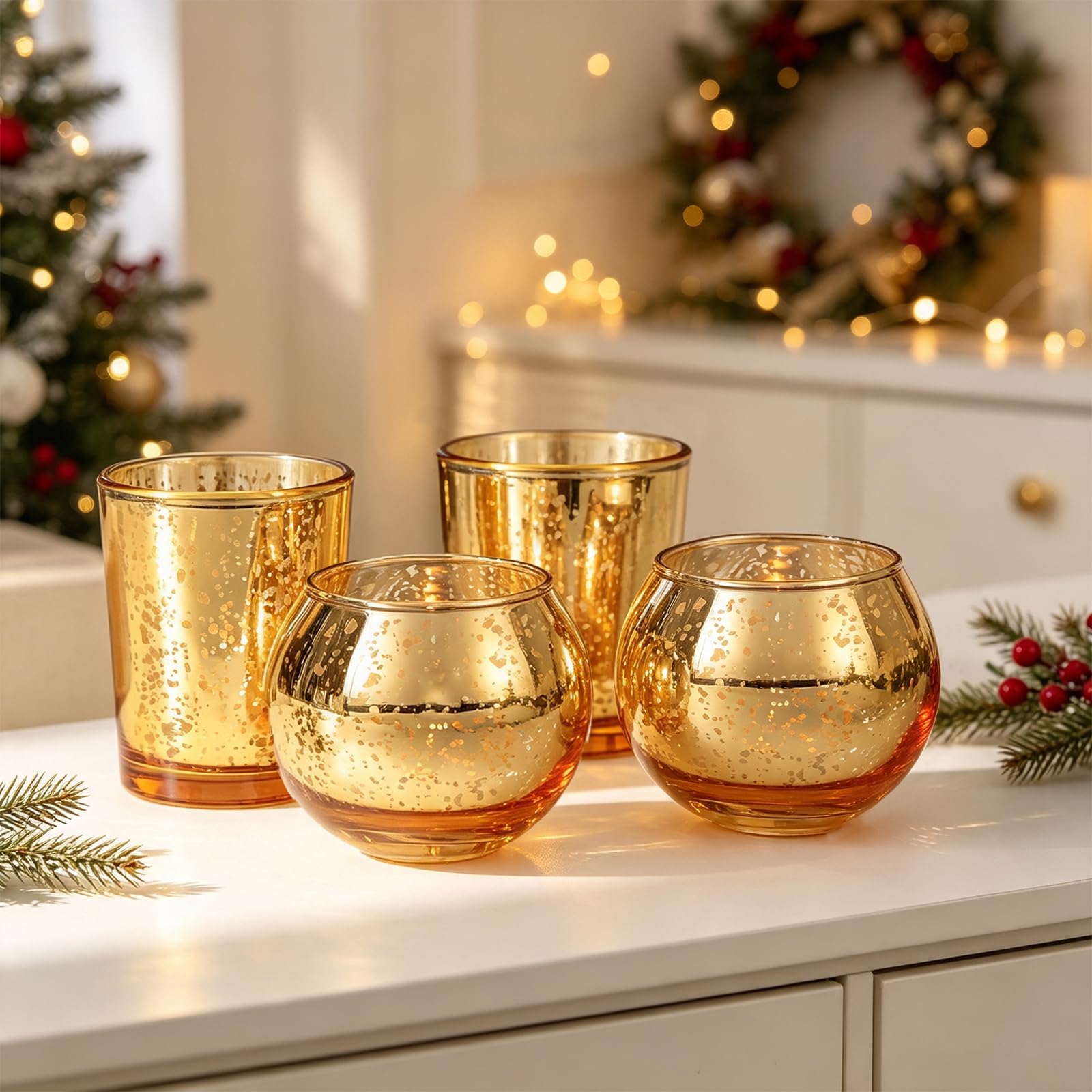 Gold Votive Candle Holders - 72pcs Party Decorations -5