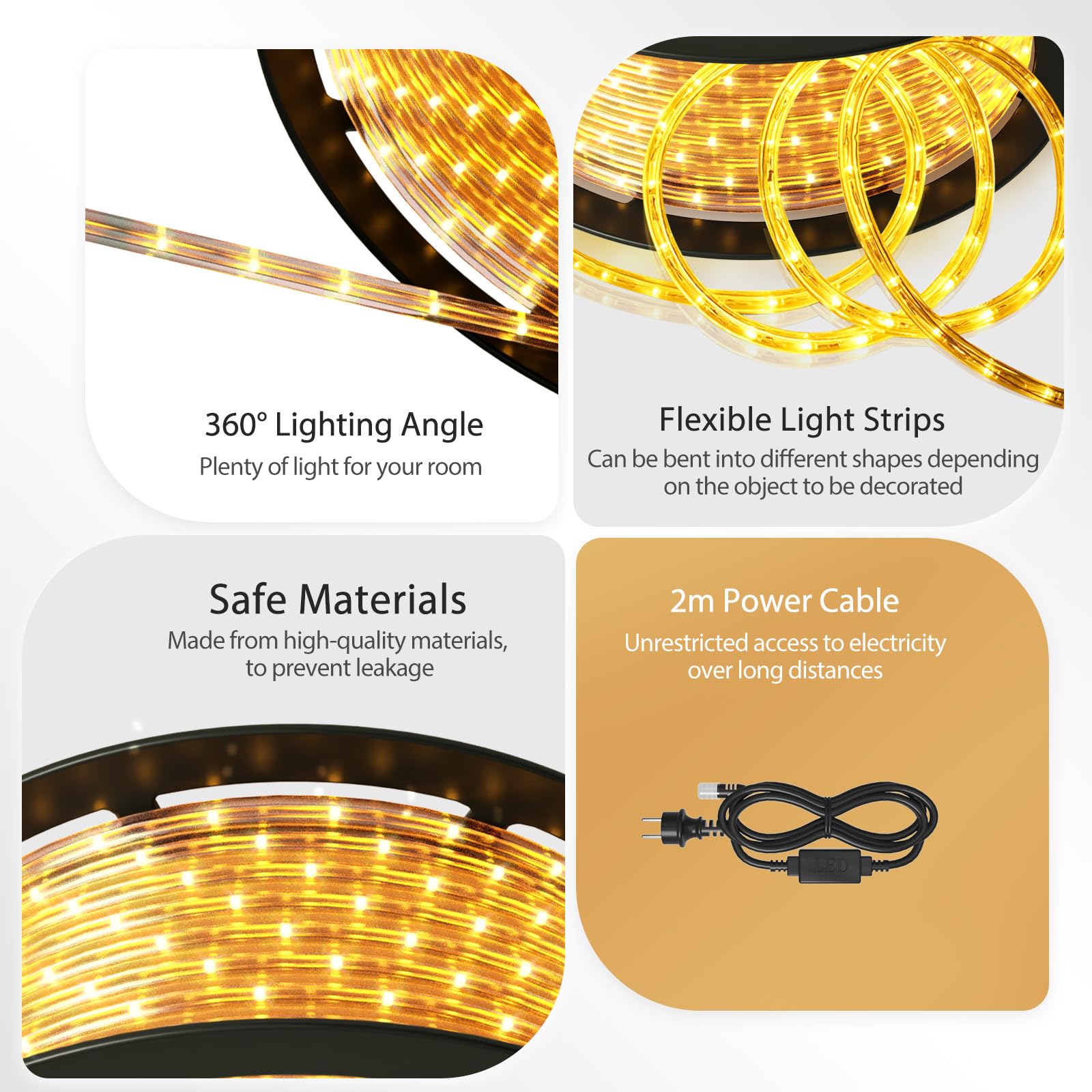HOMASIS 30M LED Lichterschlauch, Lichterkette mit 1080 LEDs, Lichtschlauch für Innen & Außen, wasserfest LED Streifen mit Nennlebensdauer 50000h, LED Strip für Weihnachten, Deko, Party (Warmweiß, 30)