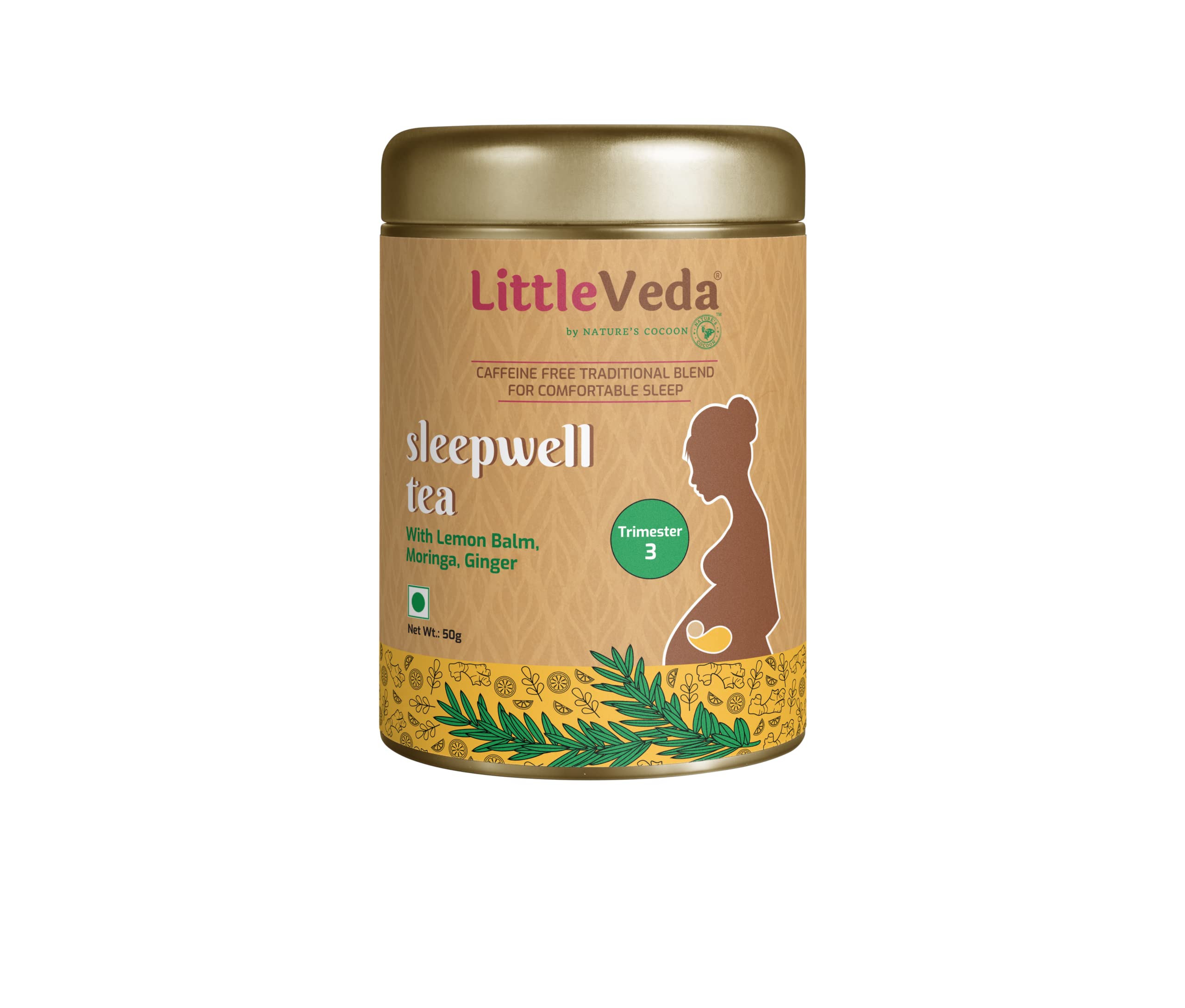 Tea for Pregnant Women for Comfortable Sleep for Trimester 3 with -Lemon Balm, Moringa, Ginger, Cinnamon