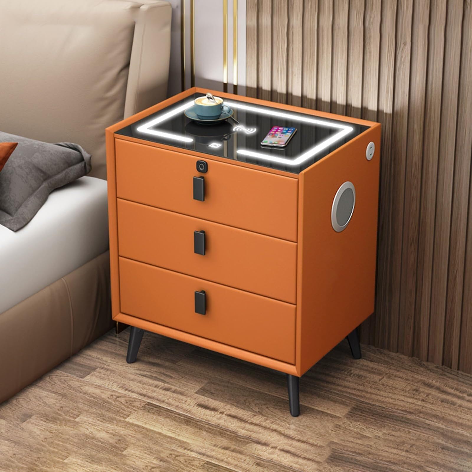 Table de chevet LED pour créer une ambiance lumineuse et chaleureuse dans la chambre adulte