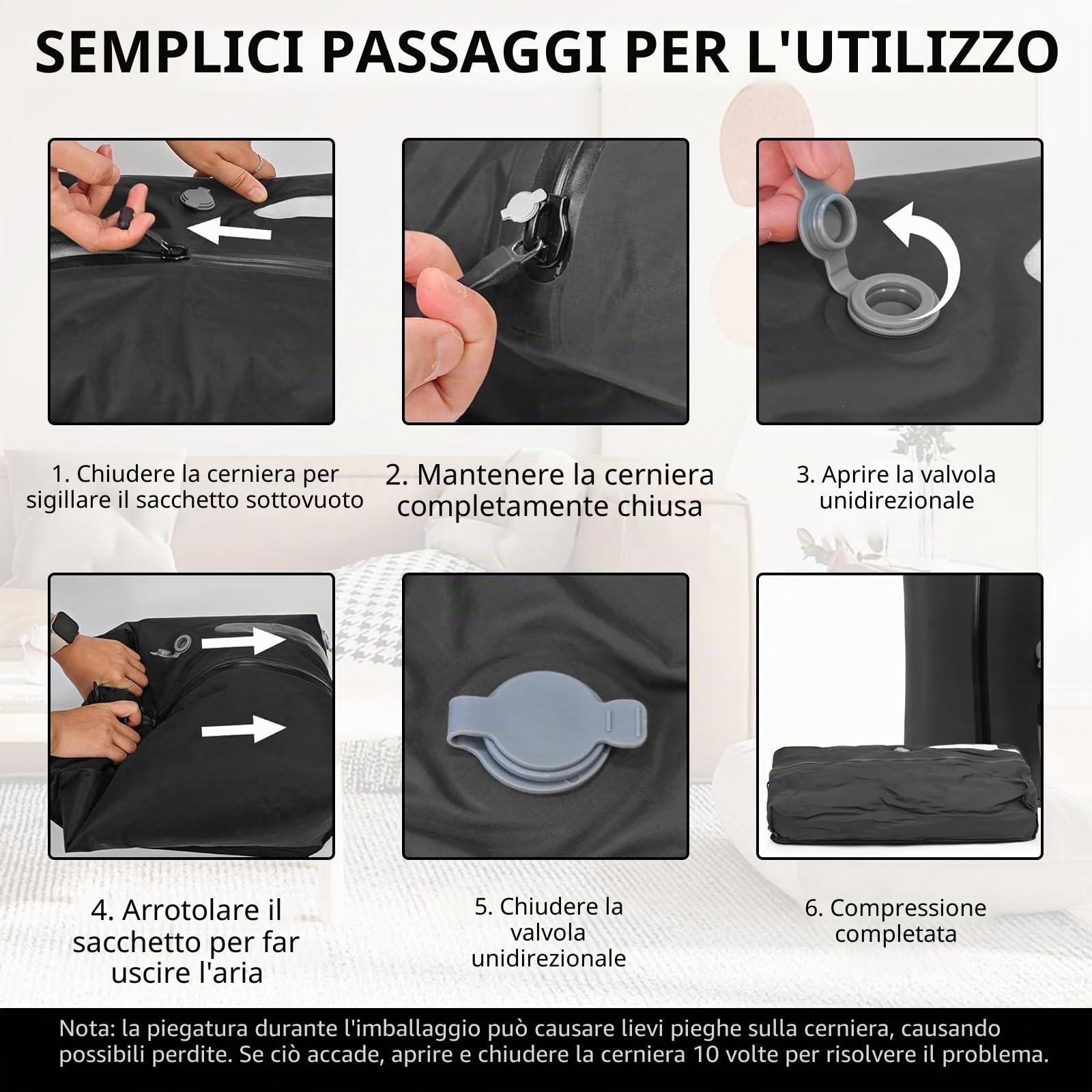 2 confezioni di sacchetti sottovuoto in TPU, riutilizzabili per abbigliamento con valvola ermetica, sacchetti da viaggio ermetici in nylon 70D con cerniera, organizer ermetici per valigie/zaini