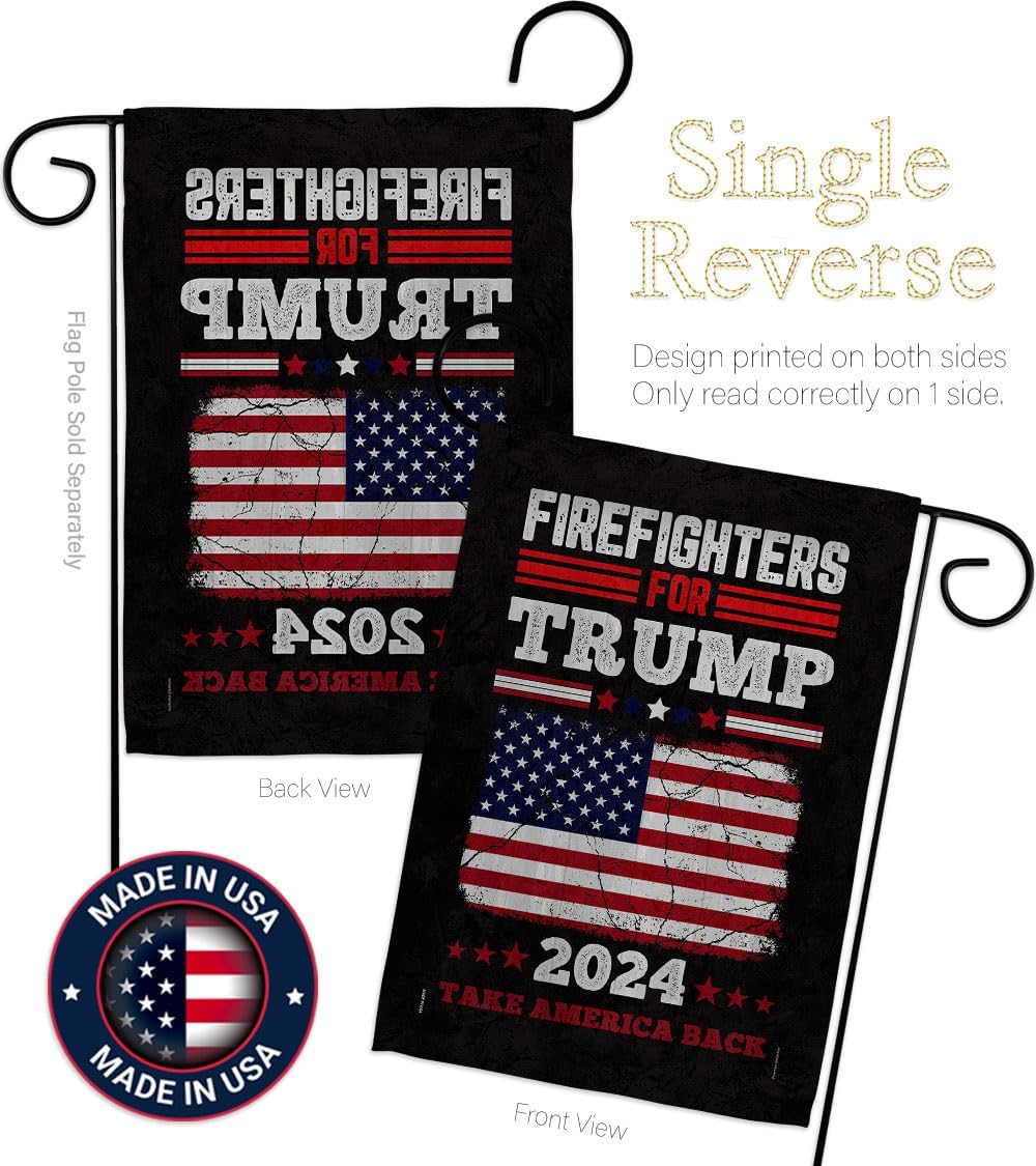 Firefighters for Trump 2024 Flag Mailbox Mount Kit Wall Hanging Front Porch Decor Rally Shooting MAGA Vance 2024 Political Poster Garden Outdoor Patriotic Patio Decoration Republican Gift Made in USA