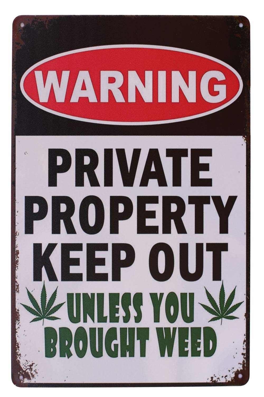 SMAZDFXX Warning Private Property KeepMetal Tin Sign, Vintage Art Poster Plaque Garage Man Cave Bar Home Wall Decor Cafes Bar Club 12"x16"