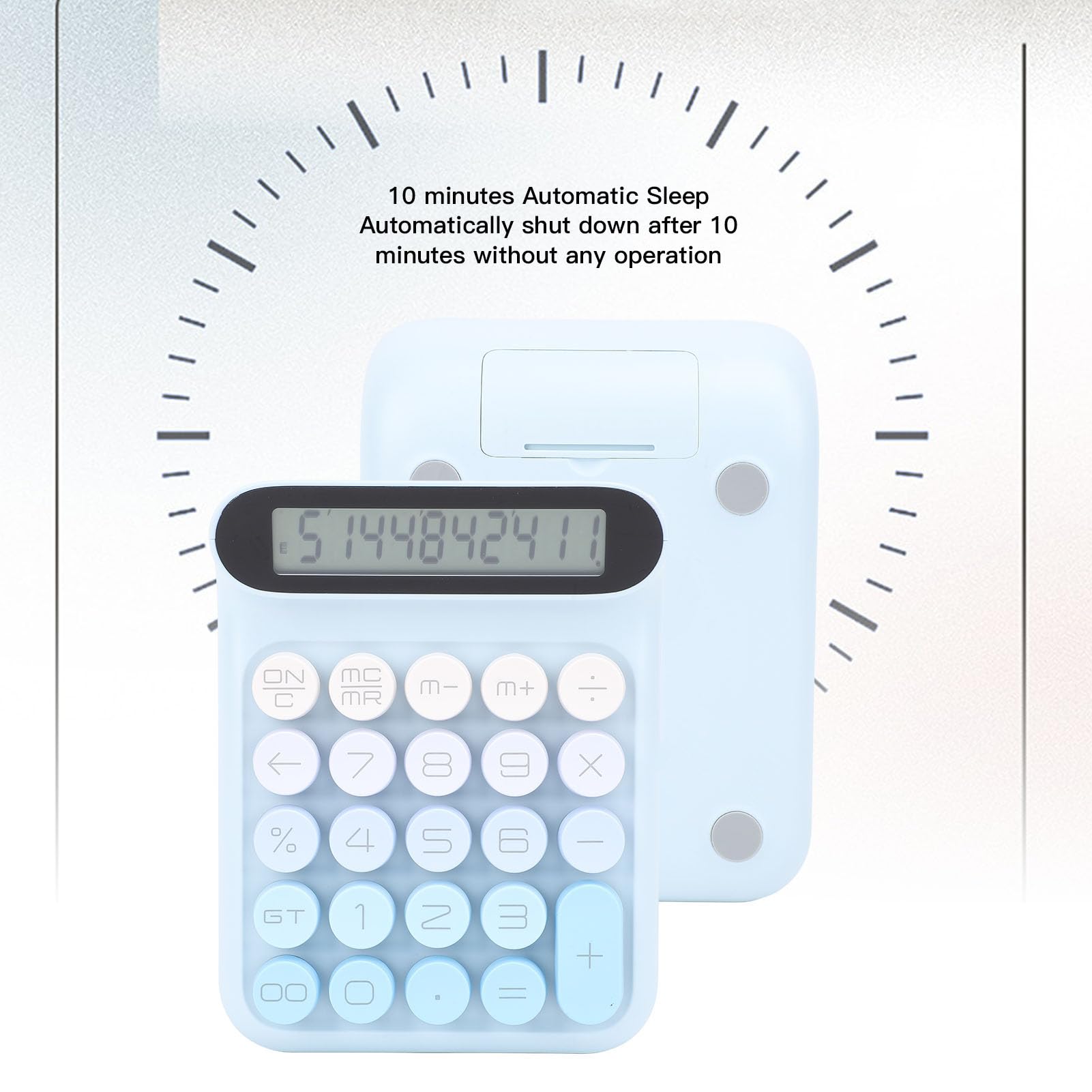 Calcolatrice con Interruttori Meccanici, Calcolatrice da Tavolo a 10 Cifre con Ampio Display LCD, 24 Pulsanti, Spegnimento Automatico, Calcolatrice Carina per la Quotidiana
