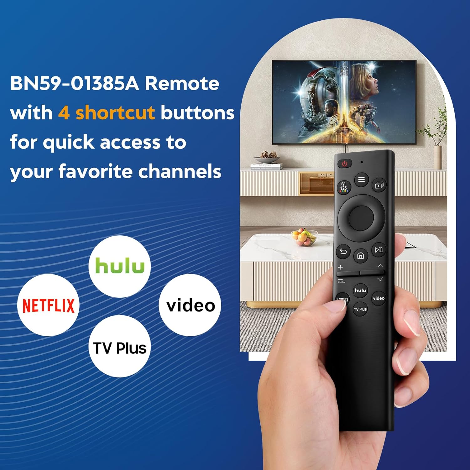 Universal for Samsung-TV-Remote-Control Replacement,Compatible with All Samsung Smart Frame Curved QLED TVs