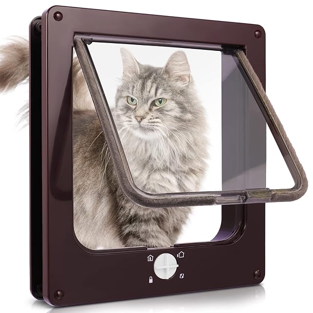 Sailnovo Puerta para Gato con Cierre Fácil de 4 vías, Puerta para Mascotas para Gatos y Perros Pequeños