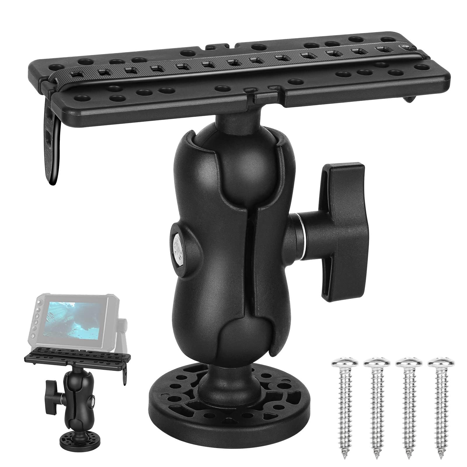 KASTWAVE Universal 360° Swivel Fish Finder Mount Base - Durable Accessories for Easy Installation & Optimal Viewing