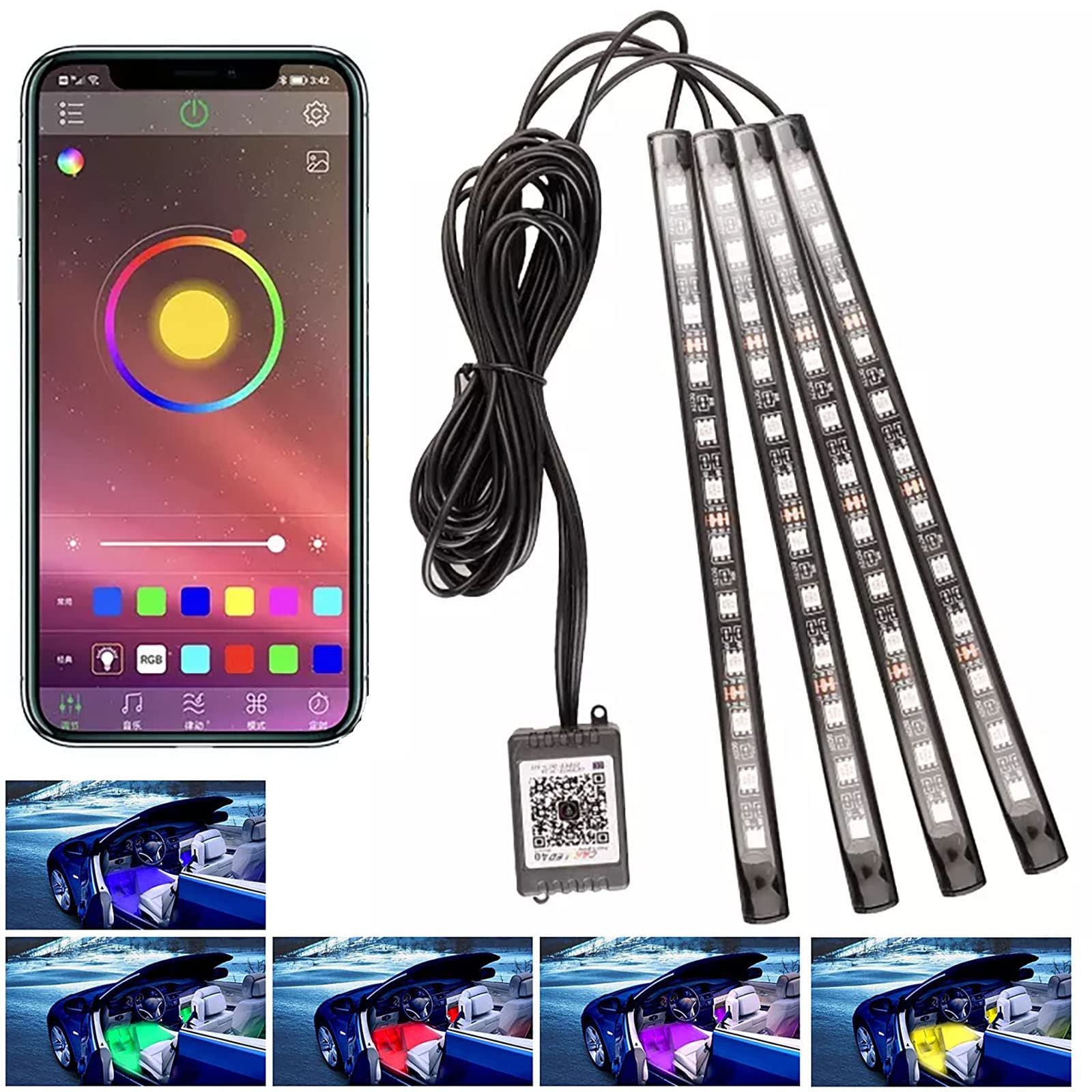 VAIS Technology Luci LED per interni auto, con controllo app e carplay