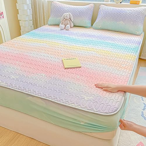 Miniatura 10 de Sábanas de bolsillo profundo, juego de sábanas bajeras y fundas de almohada de seda de hielo de látex de verano, dormitorio, hotel, casa de familia,