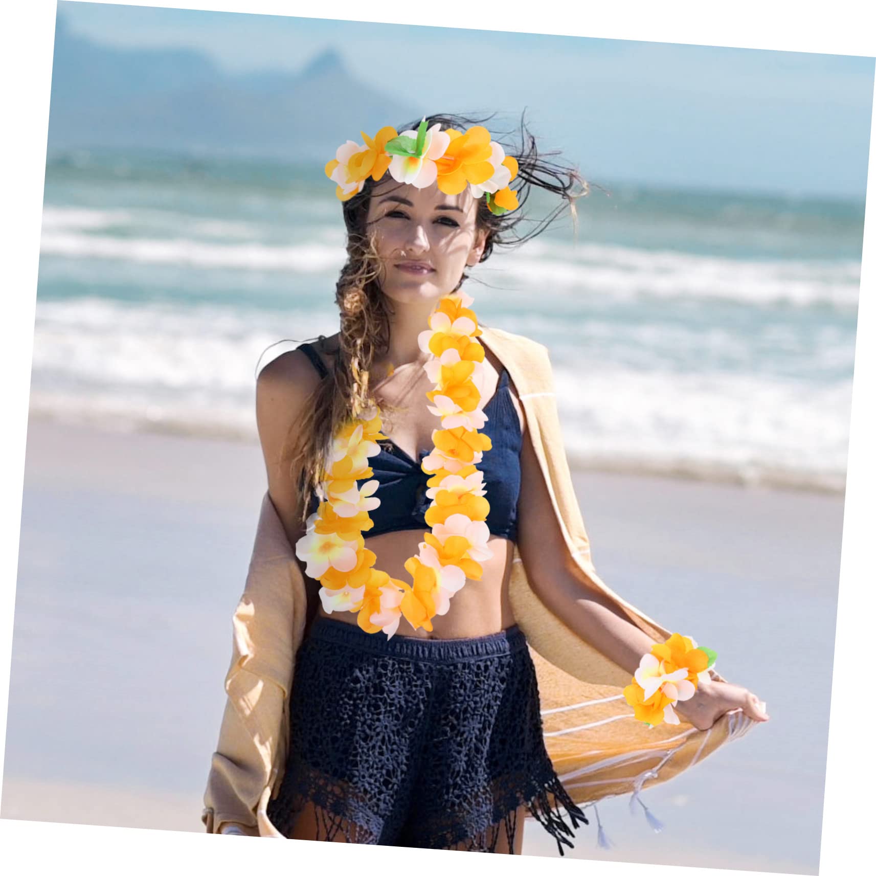PRETYZOOM 4 Set Di Ghirlande Di Fiori Hawaiane Per Feste in Spiaggia Set Di Lei Vivaci Per Piscina Ghirlande Floreali Durature Per Le Celebrazioni Delle Feste
