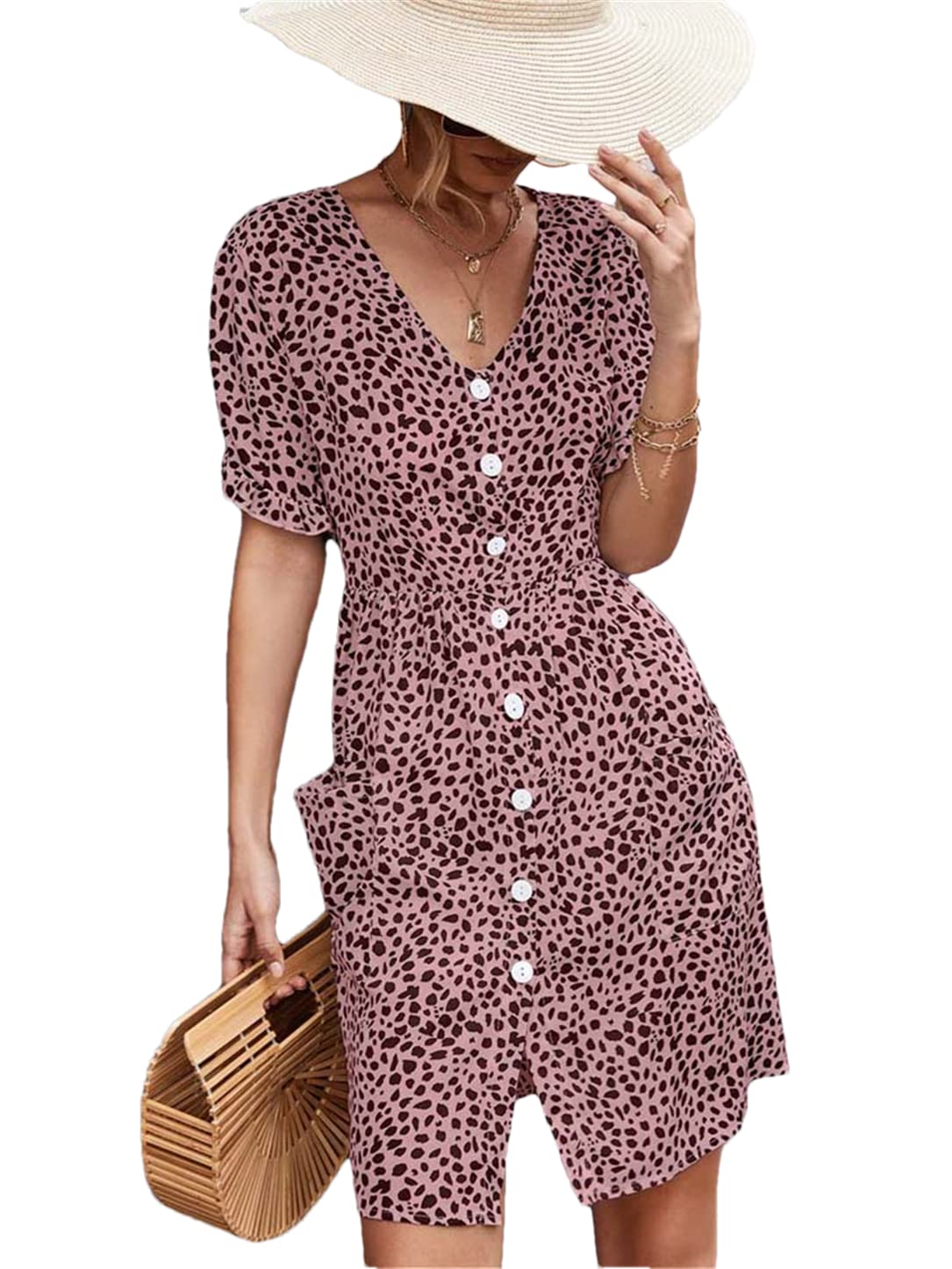 Robe d'été imprimé léopard rose idéale pour vos vacances