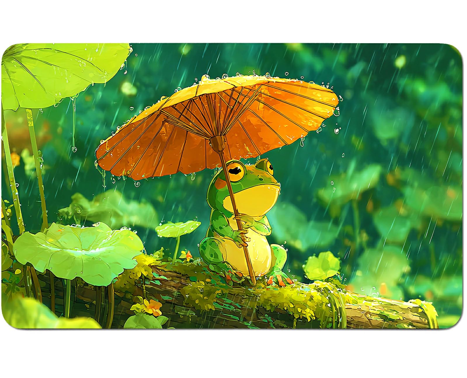 RWUTYTIUL Umbrella Frog for TCG Playmat 24 X 14 Inch with Play Zones, Stitched Card Game Mat for Commander Board MTG RPG CCG Desktop Tablet Mouse Pad for Enthusiasts Playing Accessories