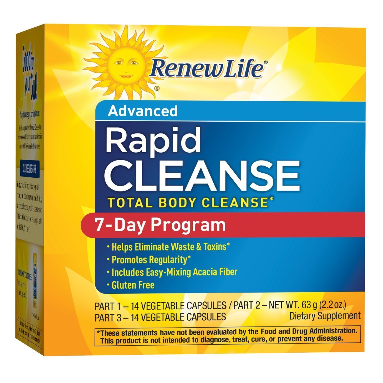Renew Life Adult Cleanse - 7-Day Rapid Total Body Cleanse for Men & Women - 3-Part, 7-Day Program - Gluten, Dairy & Soy Free - 28 Vegetarian Capsules + 2.2 Ounce Powder Formula (Packaging May Vary)