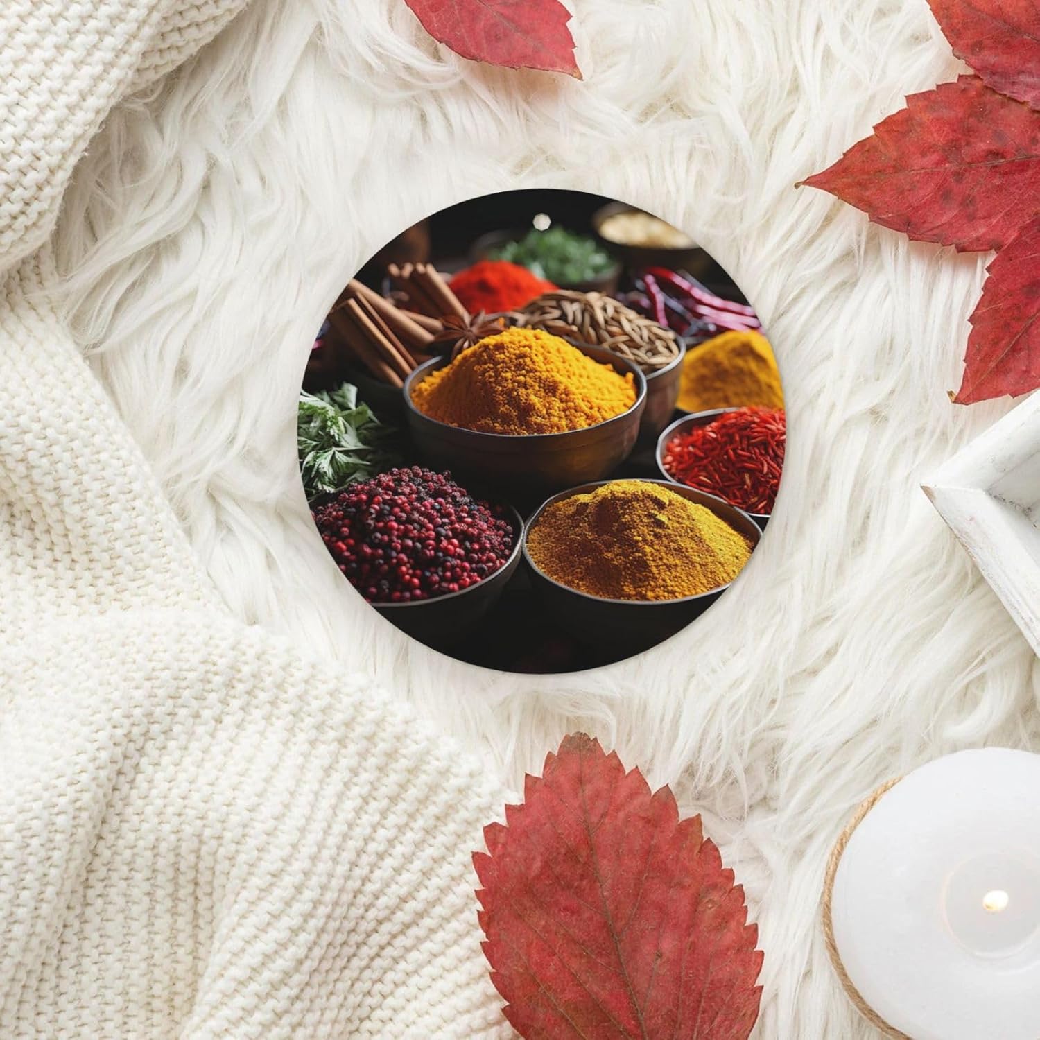 Car Air Freshener 24 PCS Spices Hanging Car Air Fresheners Auto Interior Decor Card Freshener Strong Scented Card Lavender Cars Scents for Office Bedroom Close Drawer Round Shape