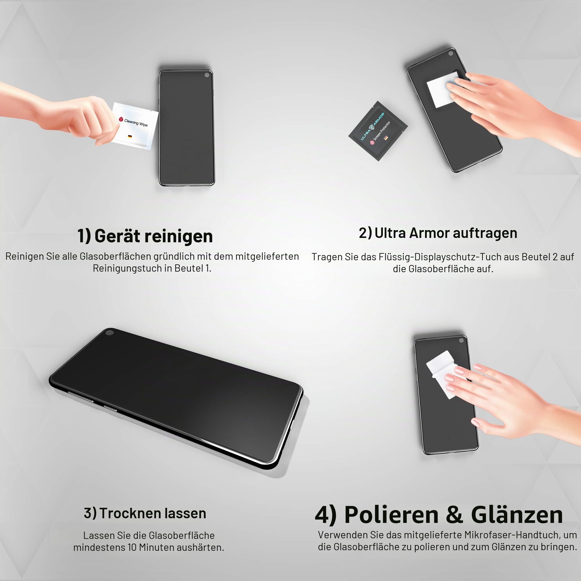 ULTRA ARMOR Liquid Glass Screen Protector for All Smartphones Tablets and Watches Wipe On Nano Protection - Universal | Kratz- und bruchfester Schutz für alle Handys, Tablets, Smartwatches, iPhone 17 Pro Max, Galaxy S26 Ultra