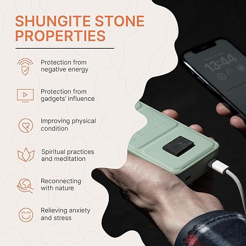 Miniatura 5 de Karelian Heritage Placa adhesiva de piedra de shungite genuina sin pulir  Protector de teléfono celular Shungite Tile 0.591x0.984 in (0,6x1